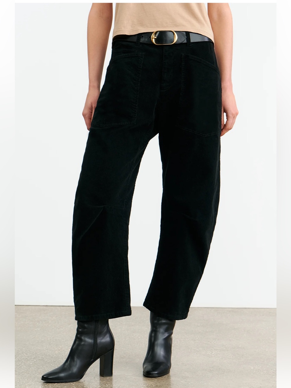 Nili Lotan Shon Black Corduroy Barrel Pants